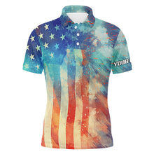 Load image into Gallery viewer, Mens golf polo shirts American flag Fourth of july custom patriotic golf shirt for mens NQS5792