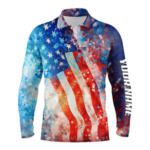 Mens golf polo shirts American flag custom Fourth of july patriotic mens golf tops NQS5793