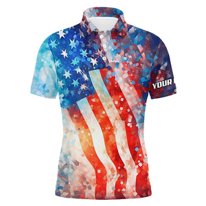 Mens golf polo shirts American flag custom Fourth of july patriotic mens golf tops NQS5793