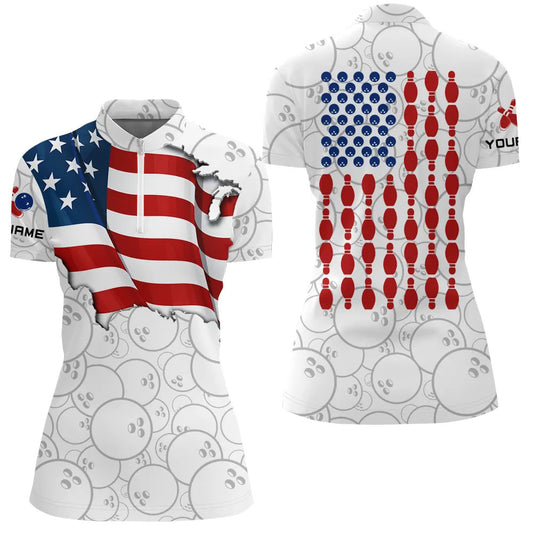 Custom bowling shirt for women – personalized team jersey front view