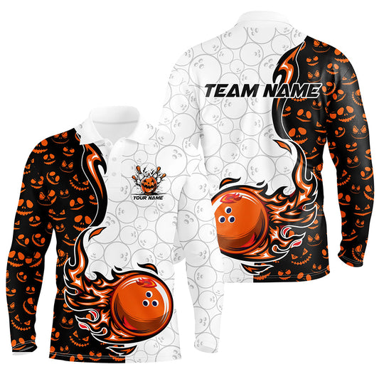 Halloween pattern Mens bowling Polo, Quarter zip shirts custom Team bowling jerseys bowling outfits NQS8090