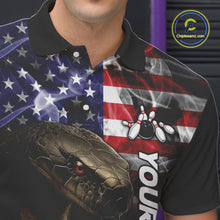 Load image into Gallery viewer, Smoke American Flag Cobra Snake Bowling Shirts for Men Custom patriotic Team Bowling jerseys NQS10286