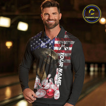 Load image into Gallery viewer, Smoke American Flag Cobra Snake Bowling Shirts for Men Custom patriotic Team Bowling jerseys NQS10286