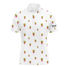 Load image into Gallery viewer, Personalized cute cactus white pattern mens golf polo shirts custom cactus golf shirt, golfer gifts NQS8320