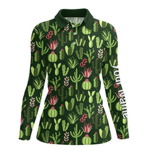 Load image into Gallery viewer, Personalized Colorful cactus pattern Women golf polo shirts custom cactus golf shirt, golfer gifts NQS8321