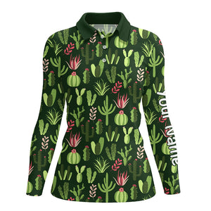 Personalized Colorful cactus pattern Women golf polo shirts custom cactus golf shirt, golfer gifts NQS8321