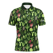 Load image into Gallery viewer, Personalized Colorful cactus pattern mens golf polo shirts custom cactus golf shirt, golfer gifts NQS8321