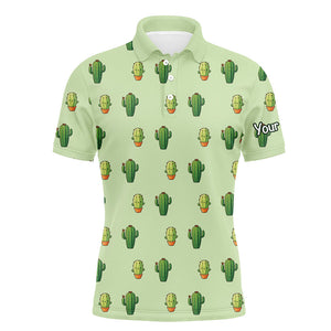 Personalized Green Cactus In Pot pattern mens golf polo shirts custom cactus golf shirt, golfer gifts NQS8322