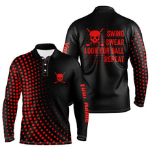 Load image into Gallery viewer, Funny Men golf polo shirts custom swing swear look for ball repeat dot pattern skull golf shirt | Red NQS8514