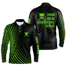 Load image into Gallery viewer, Funny Men golf polo shirt custom swing swear look for ball repeat dot pattern skull golf shirt | Green NQS8515