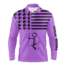 Load image into Gallery viewer, Funny Black and purple Icon Golfer Mens golf polo shirts Custom golf tops for mens NQS8757