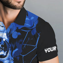 Load image into Gallery viewer, Black and Blue Skull Golf Custom Men golf polo shirts, personalized golf tournament jerseys for team NQS9584