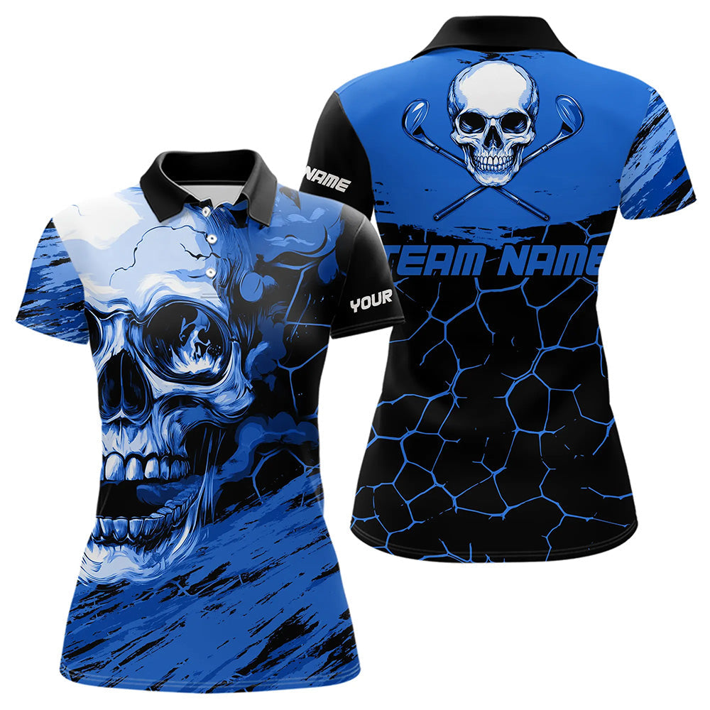 Black and Blue Skull Golf Custom Women golf polo shirts, personalized golf tournament jerseys for team NQS9584