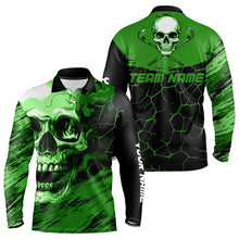 Load image into Gallery viewer, Black and Green Skull Golf Custom Men golf polo shirts, personalized golf tournament jerseys for team NQS9585