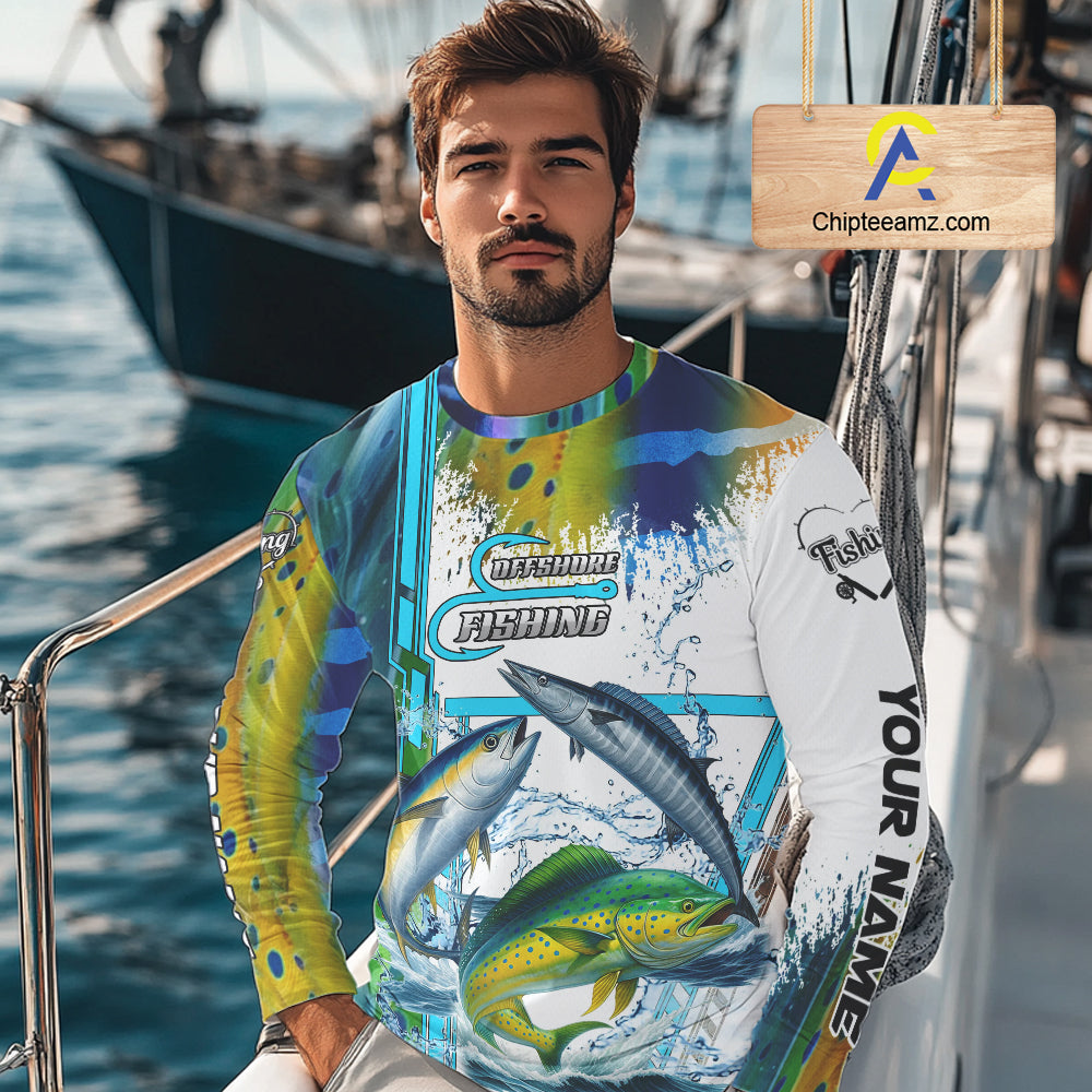 Mahi Mahi, Wahoo, Tuna slam fishing scales custom fishing team jerseys, Offshore fishing apparel NQS9997