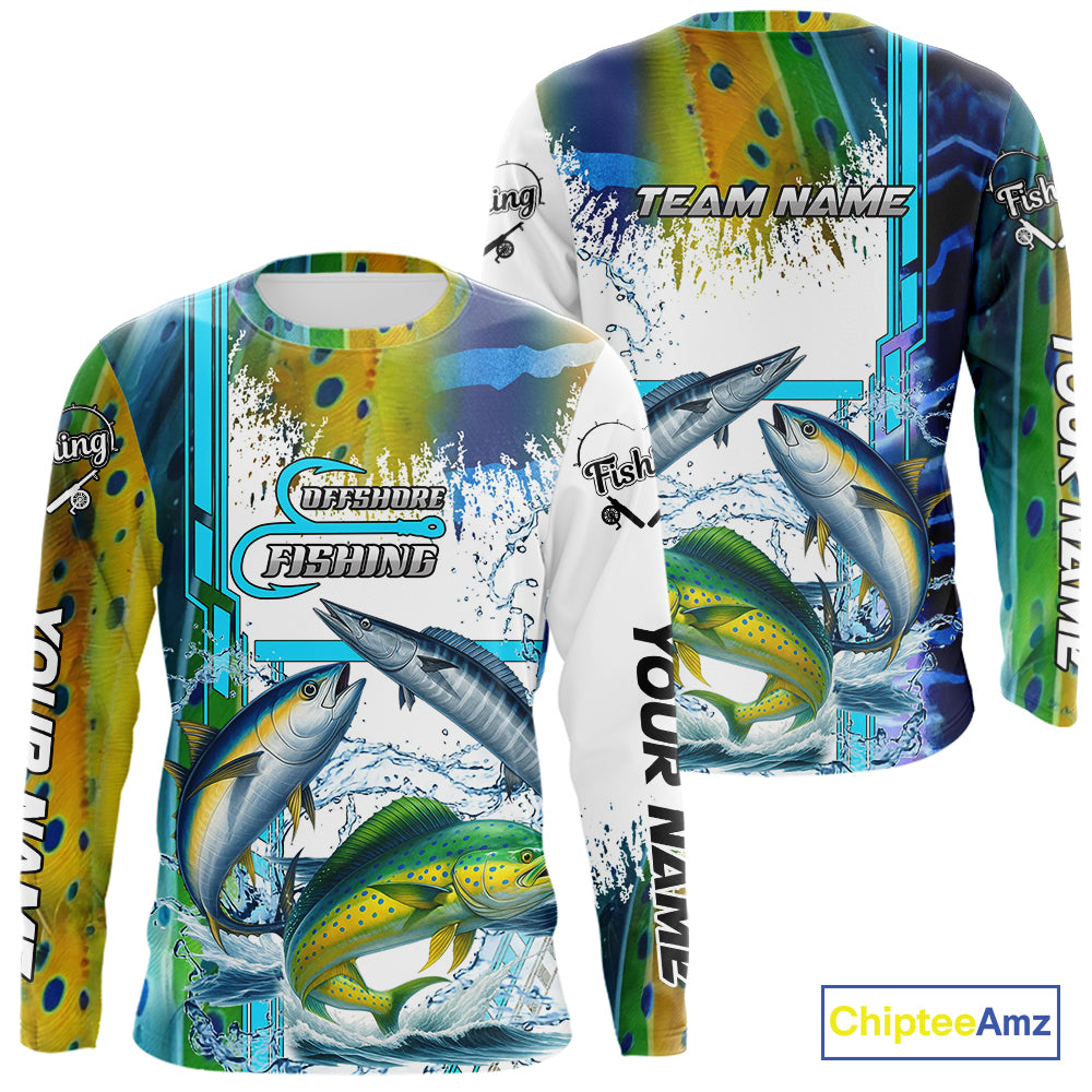 Mahi Mahi, Wahoo, Tuna slam fishing scales custom fishing team jerseys, Offshore fishing apparel NQS9997