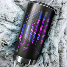 Load image into Gallery viewer, Purple galaxy American flag golf clubs heartbeat Custom name Stainless Steel golf Tumbler Cup NQS3509