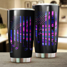 Load image into Gallery viewer, Purple galaxy American flag golf clubs heartbeat Custom name Stainless Steel golf Tumbler Cup NQS3509