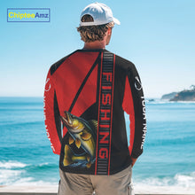 Load image into Gallery viewer, Black and red Walleye Fishing Custom UV protection Long sleeve fishing shirts For Men, Women NQS10161