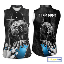 Load image into Gallery viewer, Blue and Black Bear grunge Custom Women sleeveless Polo Shirt Bowling Team Jerseys Outfits NQS10166