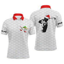 Load image into Gallery viewer, Funny Christmas golf shirts custom name Mens golf polo shirt white golf ball pattern NQS4404