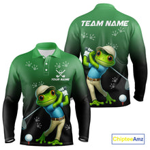 Load image into Gallery viewer, Funny Frog Green Golf polo shirt for men Custom mens golf top, personalized golf gifts NQS11104
