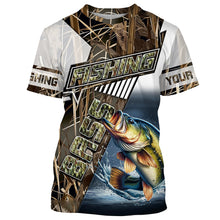 Load image into Gallery viewer, Largemouth bass fishing grey camo Customize name long sleeves fishing shirts NQS1861