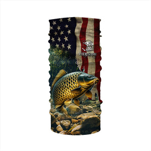 Carp Fishing 3D American Flag Patriotic Customize name UV Protection Fishing shirts NQS499