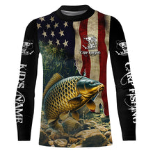 Load image into Gallery viewer, Carp Fishing 3D American Flag Patriotic Customize name UV Protection Fishing shirts NQS499