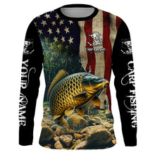 Load image into Gallery viewer, Carp Fishing 3D American Flag Patriotic Customize name UV Protection Fishing shirts NQS499