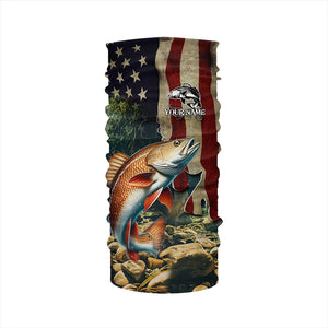 Red drum fishing 3D American Flag Patriotic Customize name UV Protection Long Sleeve Fishing apparel NQS501