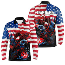 Load image into Gallery viewer, Personalized Eagle Bowling Shirts for Men, Custom Team's Name American Flag Cool Bowler Jerseys NQS7891
