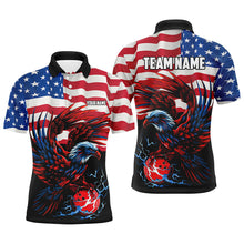 Load image into Gallery viewer, Personalized Eagle Bowling Shirts for Men, Custom Team's Name American Flag Cool Bowler Jerseys NQS7891