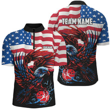 Load image into Gallery viewer, Personalized Eagle Bowling Shirts for Men, Custom Team's Name American Flag Cool Bowler Jerseys NQS7891