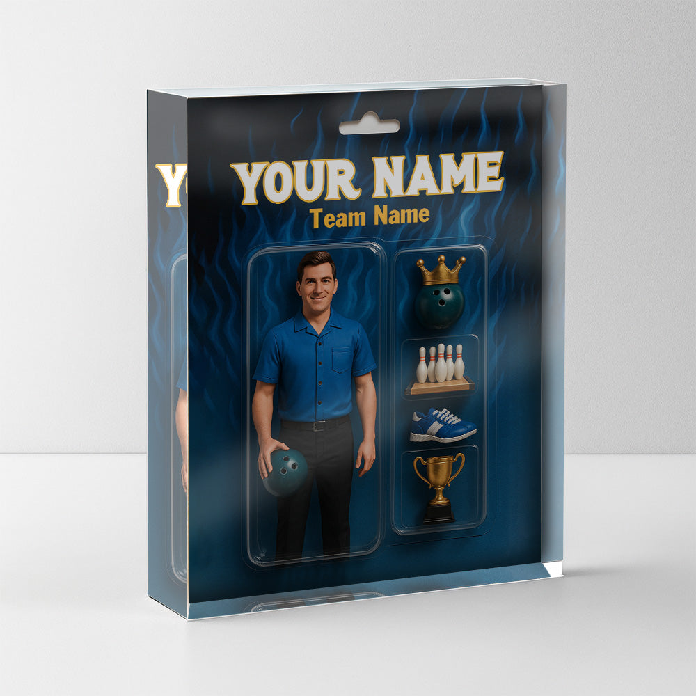 Custom Face and Name toy box Bowling Acrylic Plaque, gift for team men bowlers NQS10103