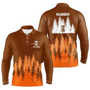 Orange tree forest pattern Mens disc golf polo shirts custom team disc golf clothing NQS8100