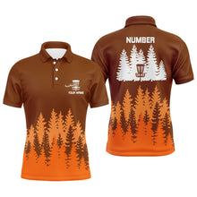 Load image into Gallery viewer, Orange tree forest pattern Mens disc golf polo shirts custom team disc golf clothing NQS8100