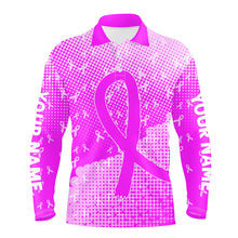 Load image into Gallery viewer, Purple ribbons pattern Custom Bowing Shirts For Men, Breast Cancer Awareness team bowling jerseys NQS8105