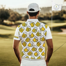 Load image into Gallery viewer, Funny Yellow beer pattern Mens golf polo shirts custom fun golf shirts, cool golf gifts NQS10301