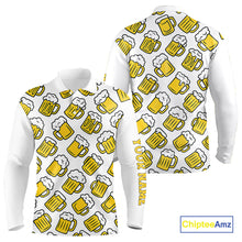 Load image into Gallery viewer, Funny Yellow beer pattern Mens golf polo shirts custom fun golf shirts, cool golf gifts NQS10301