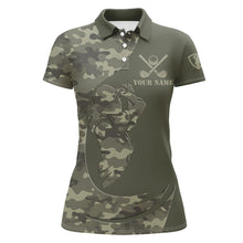 Load image into Gallery viewer, Green Camo Women Golf Polo Shirts Custom golf attire for ladies, personalized golfer gifts NQS8537