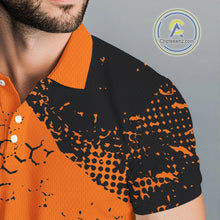 Load image into Gallery viewer, Black &amp; Orange Turkey golf Mens golf polo shirts custom Thanksgiving golf shirt, Men&#39;s golf attire NQS10722