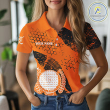 Load image into Gallery viewer, Black &amp; Orange Turkey golf Women golf polo shirts custom Thanksgiving golf shirt, ladies golf attire NQS10722