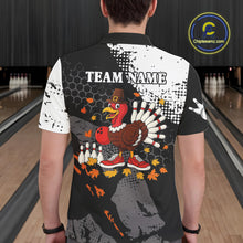 Load image into Gallery viewer, Black and white Mens bowling shirts Custom retro Turkey bowling Thanksgiving bowling team jersey NQS10723