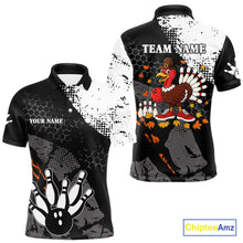 Load image into Gallery viewer, Black and white Mens bowling shirts Custom retro Turkey bowling Thanksgiving bowling team jersey NQS10723