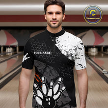 Load image into Gallery viewer, Black and white Mens bowling shirts Custom retro Turkey bowling Thanksgiving bowling team jersey NQS10723