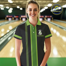 Load image into Gallery viewer, Black and Green ufo alien Retro Bowling Polo, Quarter Zip Shirts for Women Custom Bowling Team Jersey NQS10727