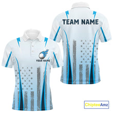Load image into Gallery viewer, Blue American Flag Golf Polo Shirts For Men custom men&#39;s patriotic golf shirts, best golf gifts NQS10934