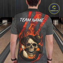 Load image into Gallery viewer, Red Flame Skull Snake Bowling Polo, Quarter Zip Shirts for Men Custom Team Bowling Jersey NQS10937