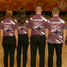 Load image into Gallery viewer, Red and White retro Argyle Flame bowling Men Polo, 1/4 Quarter Zip Shirts Custom bowling team jerseys NQS11313